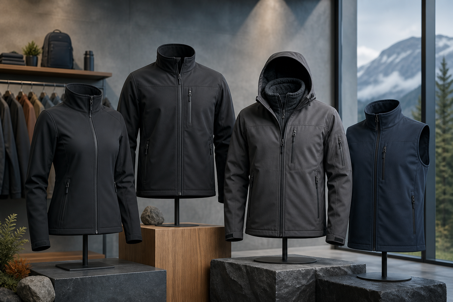 Original editorial cover showing a softshell jacket trend display