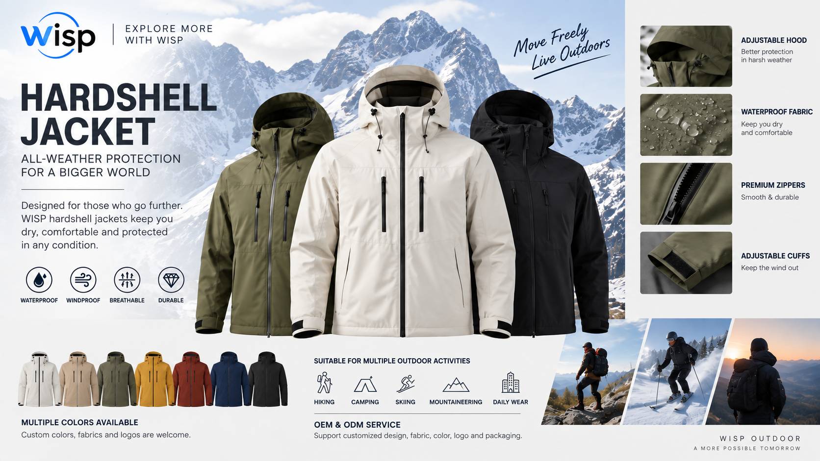 Wisp OEM hardshell jacket range for all-weather outdoor programs