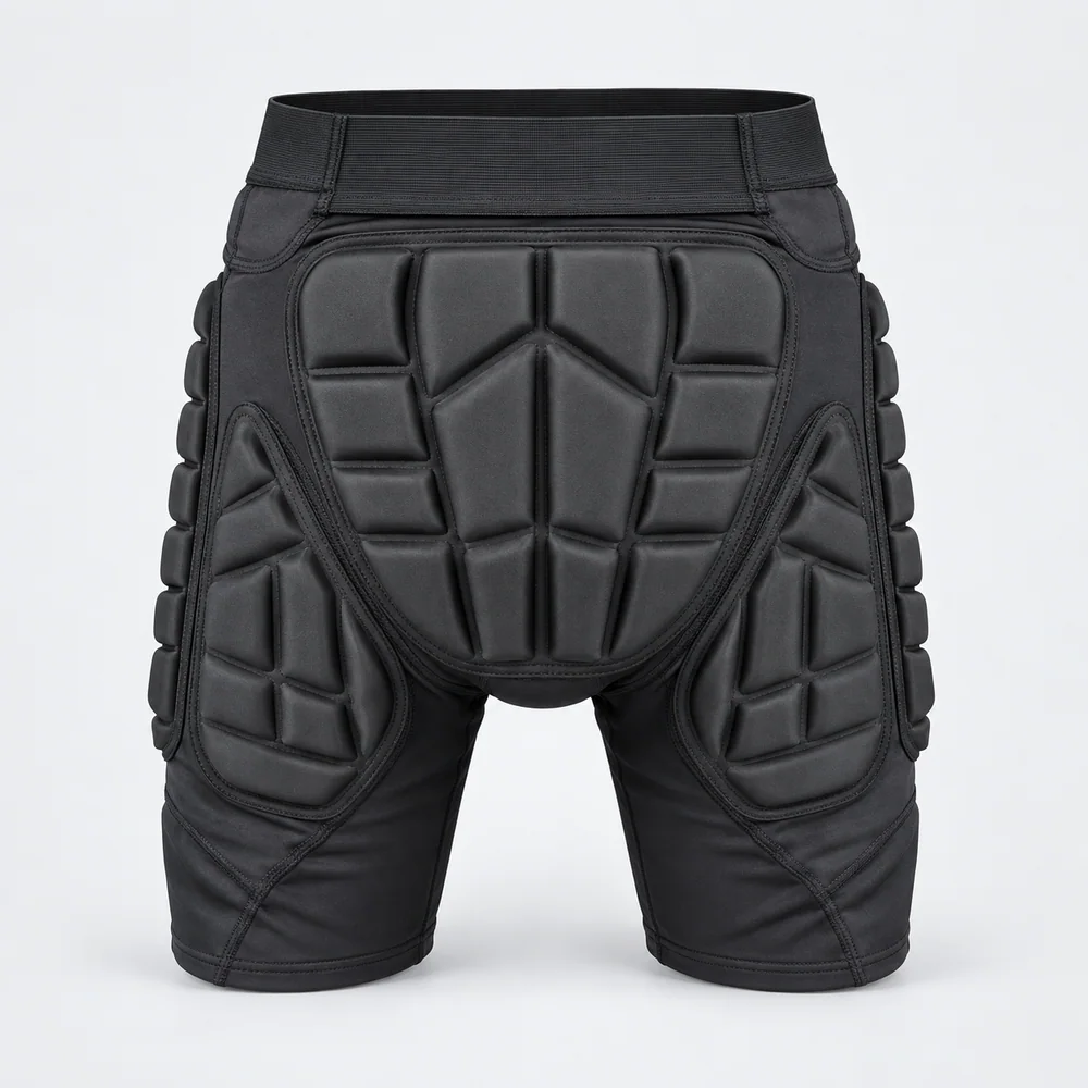 Black Segmented Padded Shorts for OEM ski and snowboard programs