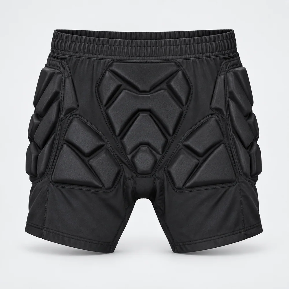 Black Geometric Padded Shorts for OEM ski and snowboard programs