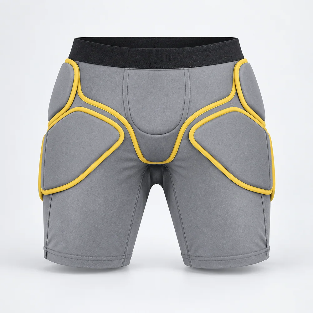 Gray Piped Padded Shorts for OEM ski and snowboard programs