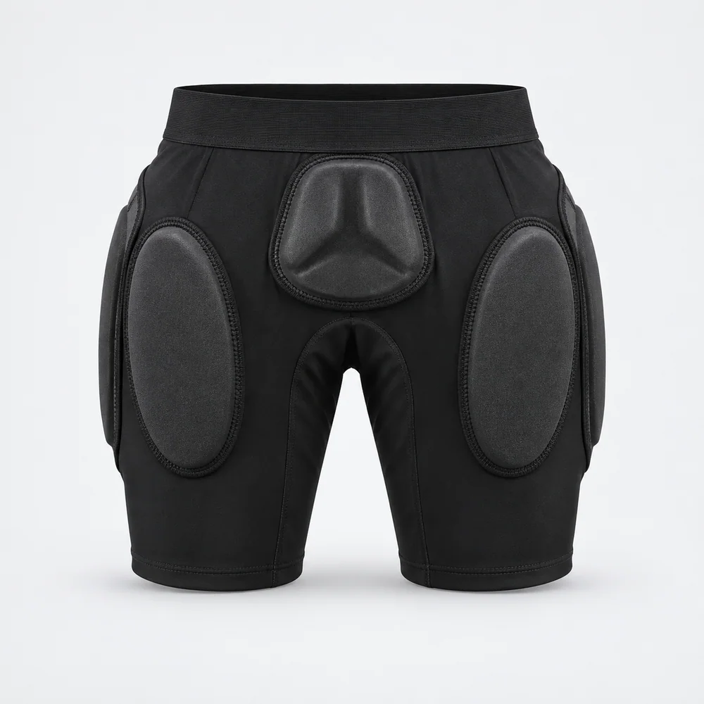 Black Molded Pad Shorts for OEM ski and snowboard programs