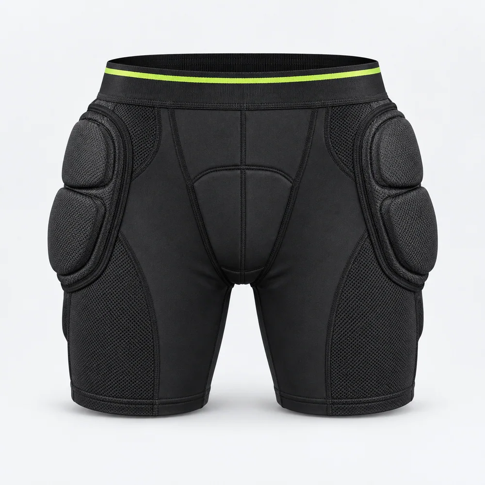 Green Trim Padded Shorts for OEM ski and snowboard programs