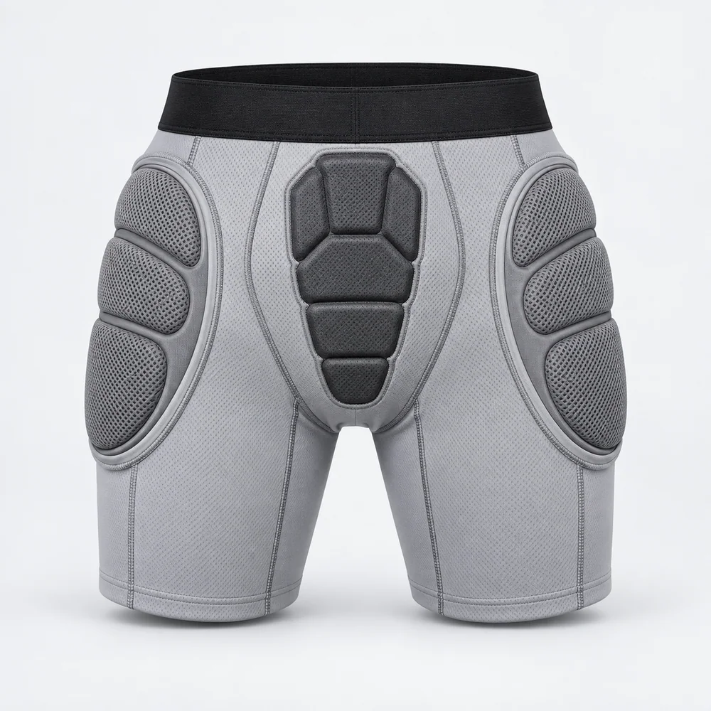 Gray Segmented Padded Shorts for OEM ski and snowboard programs